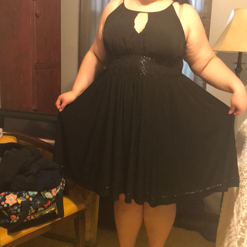 Little Black Dress with beading detail. Size 16